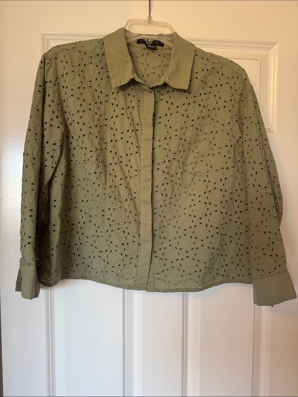 Sanctuary Olive Eyelet Button-Down Shirt